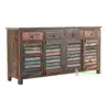 Multicolor Reclaimed Sideboard made of solid recycled teak, 4 drawers & 4 doors Colorful