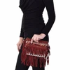 Ethnic Indian Leather Fringe Handbags Designer Embroidered Handbags Women Hand Clutch