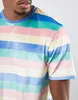 Striped men's cotton spandex fabric t-shirt/Cheap striped printing cotton spandex t-shirts
