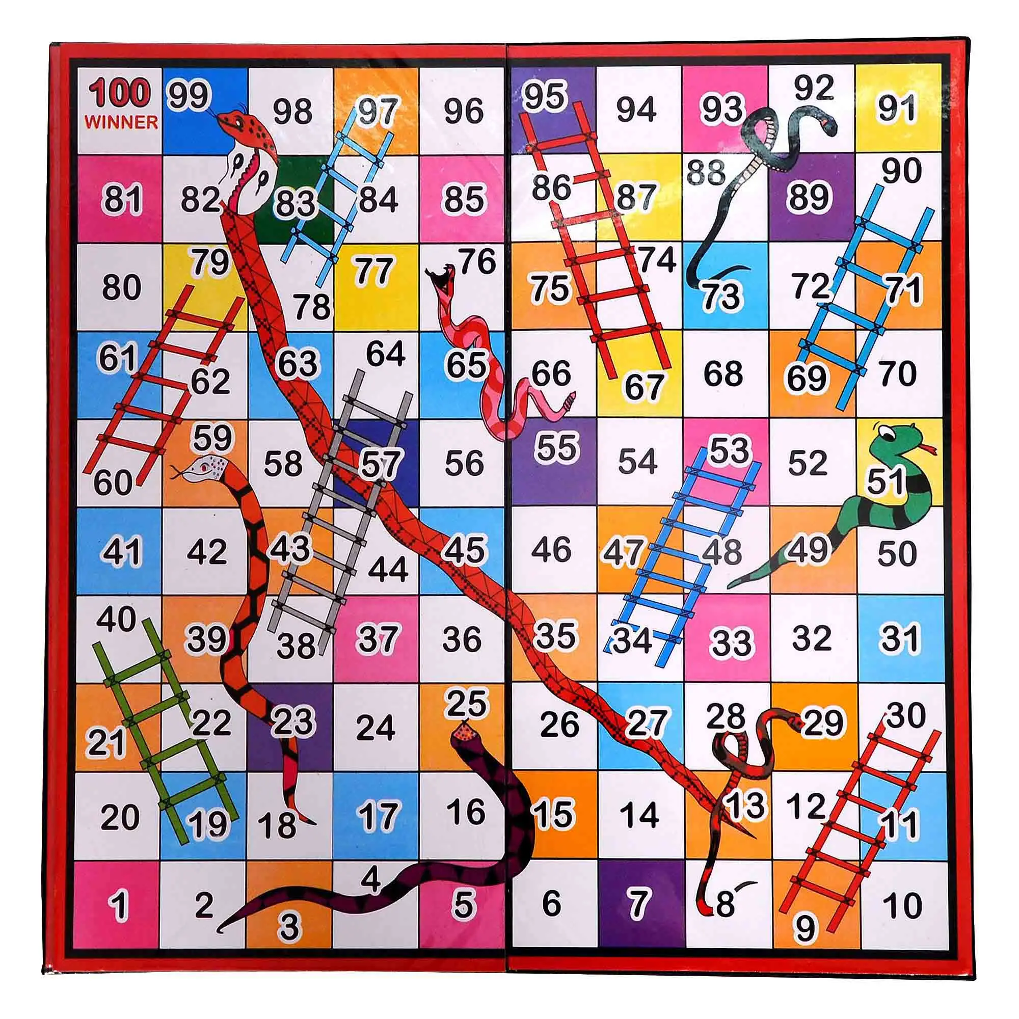laminated cardboard ludo snakes and ladder board game