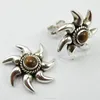 Fashion Hand Made Woman Jewellery Manufacturer 925 Solid Silver BROWN TIGER'S EYE RETRO STYLE SUN Stud Earrings 0.7" NEW ITEM