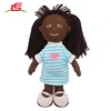 Hot selling wholesale custom soft stuffed plush black girl human doll toys with long hair