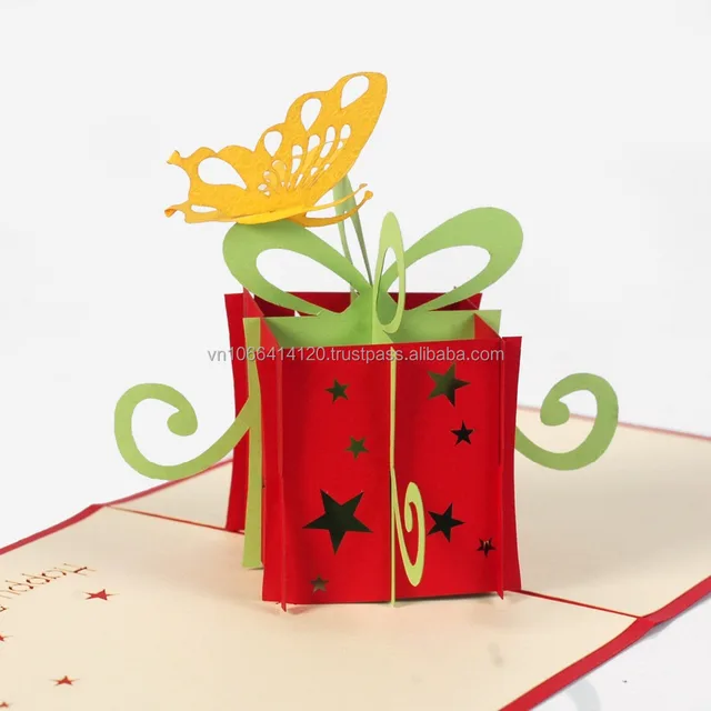 gift box( with butterfly) happy birthday 3d pop up greeing card