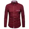 Mens Button Down Dress Shirts Premium Casual Inner Contrast Casual Slim Fit Shirt