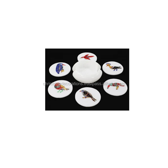 marble inlay coaster corporate gifts decorative