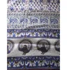 Karni cotton white blue peacock printed fabric
