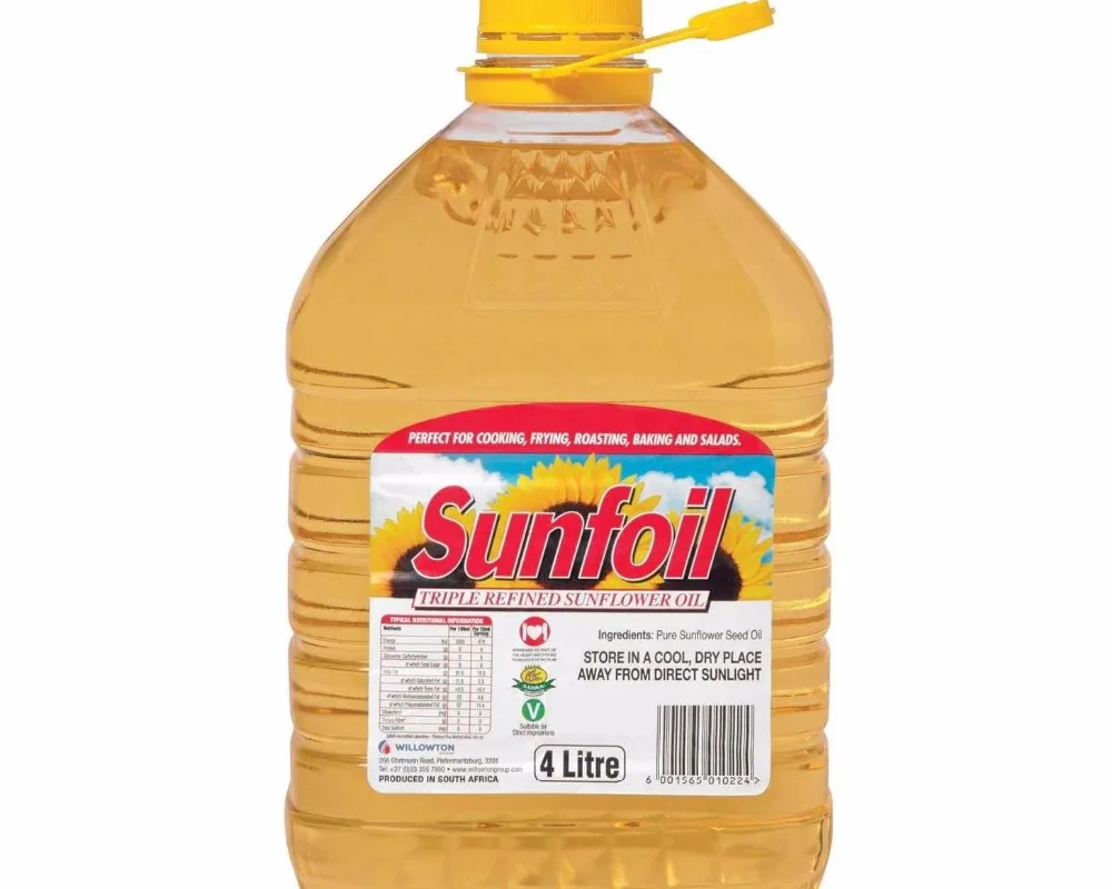 100% pure crude and refined sunflower oil