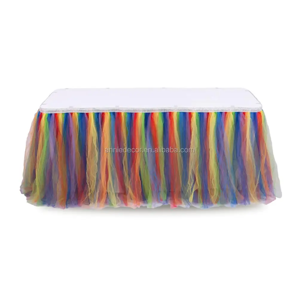 Handmade rainbow tutu tulle wedding table skirt