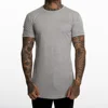 Heather Grey Longline Fitted T-Shirts with Curved Hem and Cuffed Sleeves