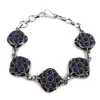 Blue lapis gemstone bracelet handmade craft wholesale 925 sterling silver jewelry bracelets