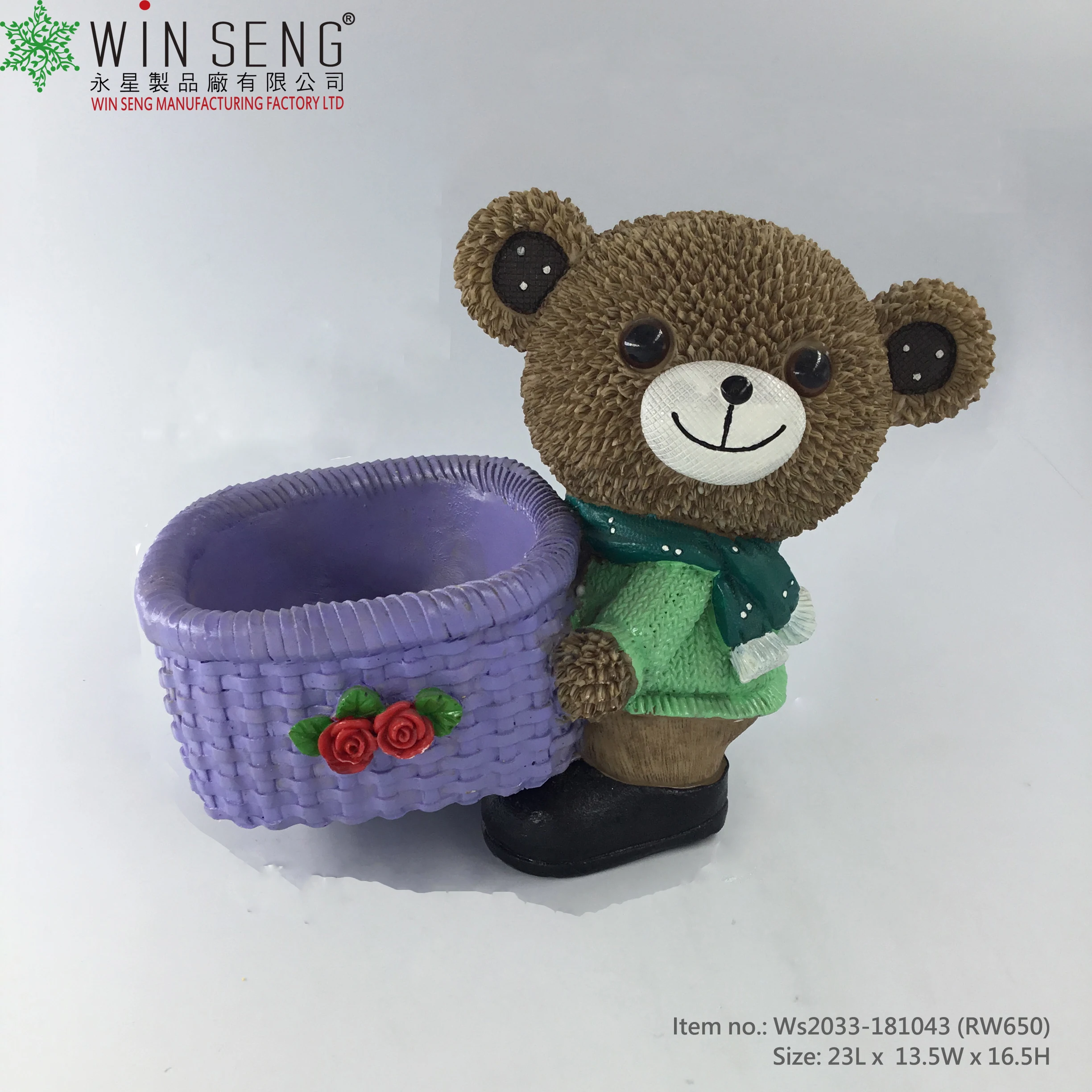 custom polyresin purple bear figurine decoration