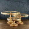 gold plated wedding party favour glass & metal cake stand