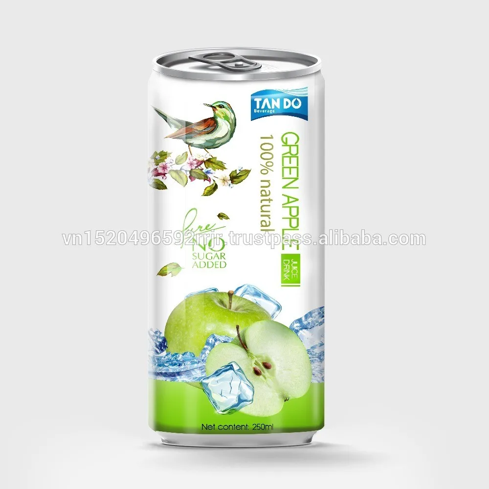 Зеленый яблоко фруктовый сок напиток 250 мл может (луженая) загар сделать OEM Вьетнам Лучшая цена
