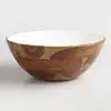 Beautiful Table Top Acacia Wood Large hand made wooden bowls With White Enamel Inside