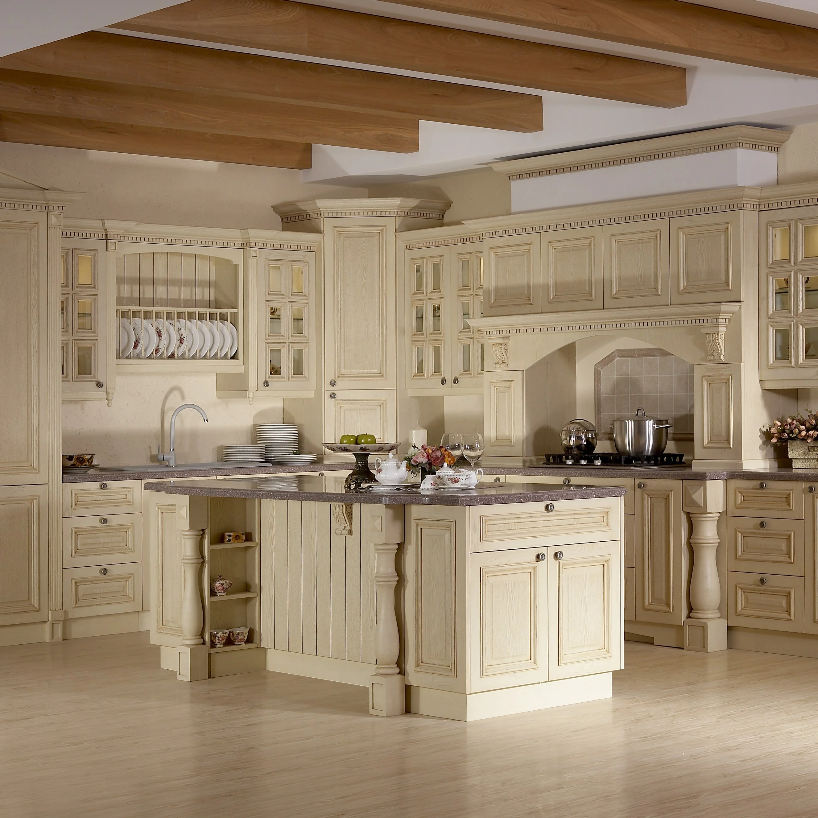 Canada Style Red Oak Glazed Solid Wood Quality Kitchens Cabinet
