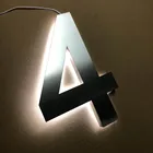 brushed mirror stainless steel led backlit house hotel room numbers signs