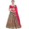 Lehenga Magenta Wedding Party Wear Indian Designer Heavy Dress Silk Embroidery Work Net Dupatta Traditional