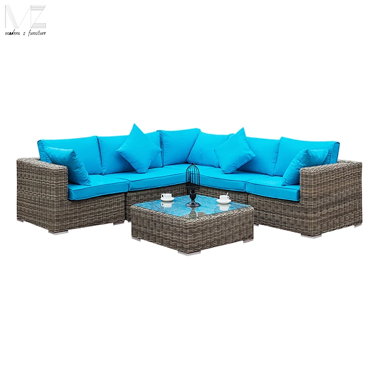 High Back Rattan Wiker Sectional Sofa Set Outdoor Patio Furniture