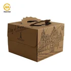 Wholesale take away decorative brown kraft paper cake box