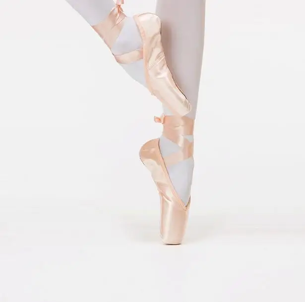 7000054 Girls Adult Ballet Dance Shoes Shiny Satin Pink Ballet Pointe Shoes For Women