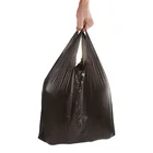 30 Pcs/Rolls Tang Jin T-Shirt Handle Black Shopping Plastic Bags On Wholesale