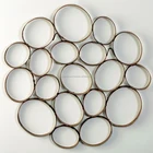 Hand painted oval frame panel gold color iron wall decor