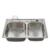 Good surface treatment stainless steel 16 gauge double bowl stretching kitchen sink