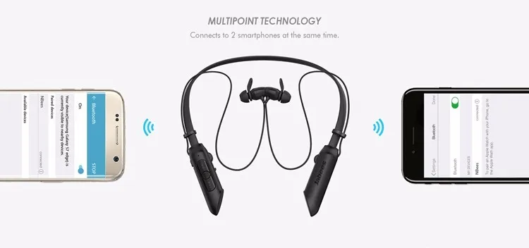 Professional Retractable Magnetic Headset Bluetooth Neckband Headphones Noise Cancelling Wireless Running Earphones With Mic - ANKUX.COM