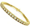 Fine Jewelry 18 Kt Solid Yellow Gold Cubic Zirconia CZ Tennis Men's Wrist Bracelet 42.090 Grams