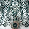 newest dark green sequin net embroidery fabric embroidery tulle lace wedding lace fabric with beads HY0721-2
