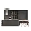 OPPEIN 2019 new design handle free black kitchen cabinets