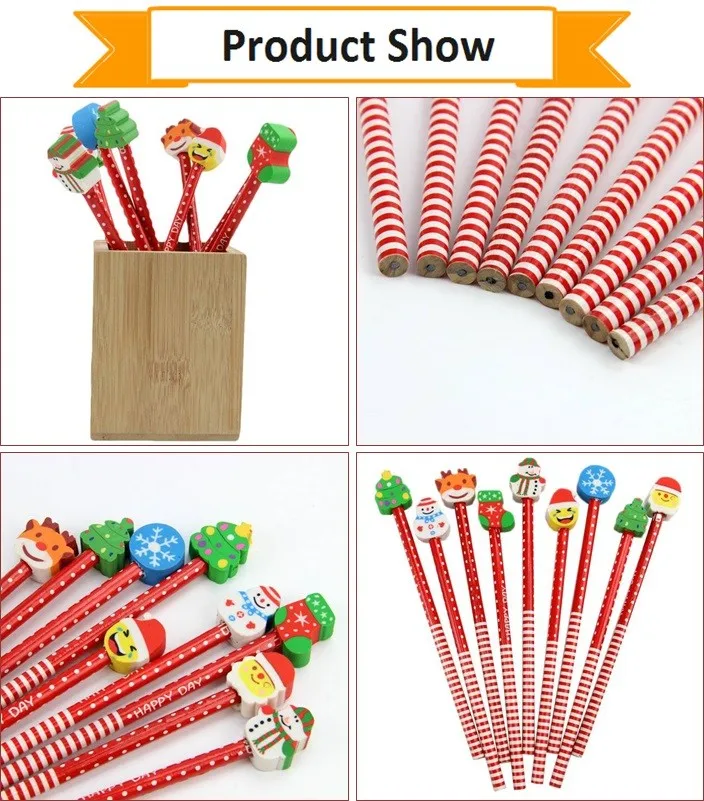 christmas gift pack for kids pencil and eraser, xmas pencil for