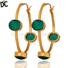 Natural Green Onyx Gemstone Hoop Earring 925 Silver Gold Plated Handmade Earrings Supplier