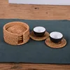 Round honey brown rattan coaster/ wicker cup holder