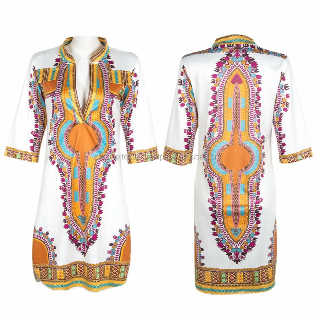 Dashiki africain Mode Femmes À Manches Longues Décontracté Traditionnel Imprimé Africain Dashiki Robe Robe de Soirée EN COTON TISSU 100% Robes