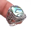 Engraved 925 sterling silver abalone shell gemstone ring wholesale online exporter jewelry