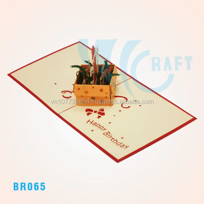 birthday cake 3d greeting card handmade vietnam/handmade cards