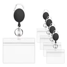 Amazon Hotsale Retractable Carabiner Badge Holder Reel Clip with Horizontal Waterproof ID Badge Card Pouch Sleeve