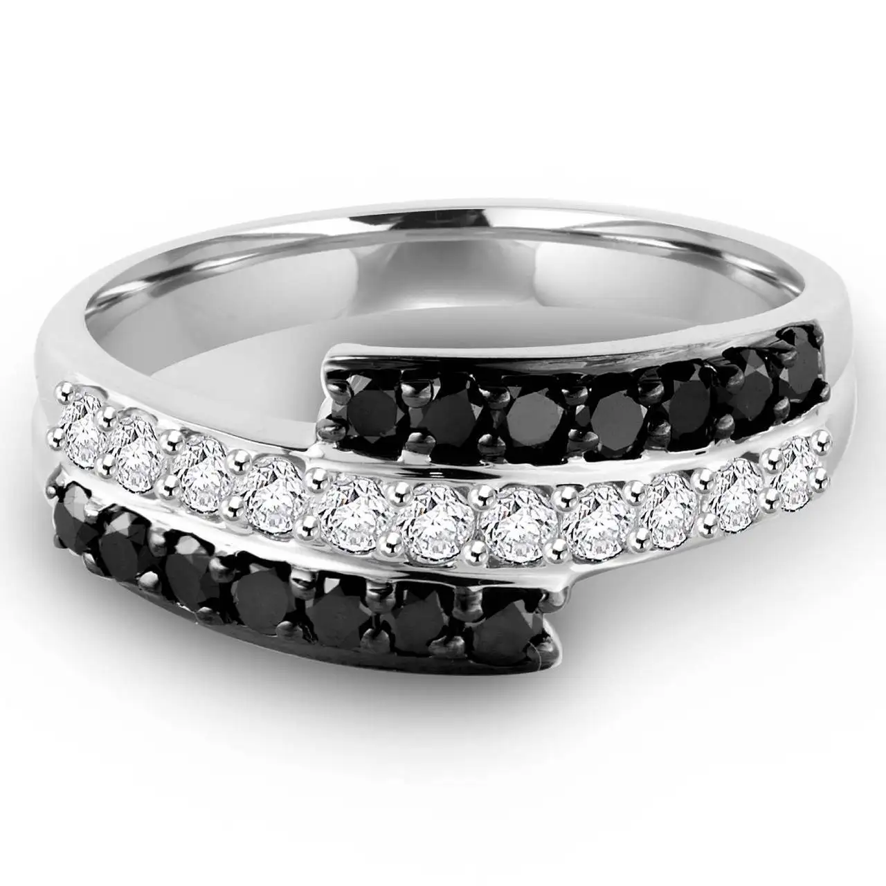 5 mm full natural black diamond eternity band 14k white gold 0.