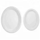 Easy Green Cheap Factory Price Oval 10 Sugarcane Color Paper Dinner Plate For Birthday Party Dinner