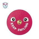 Embroidered Earbuds Holder Winder PU Leather with smile face for promotion