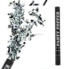 60cm Silver confetti cannon party popper for party with silver recetangles confetti