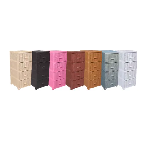 Best Quality Factory Price Plastic Rattan Commode 4 Drawers