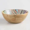 Multicolour Custom Printed Round enamel storage bowl set salad wooden bowl