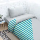 Fashion 100% Cotton Knit Jersey Mint Green/Blue Diagonal Stripe Duvet Cover bedding set