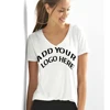 Ladies Girls 100% Cotton Short Sleeve T-shirt fashion V neck your logo printing Polo t shirt