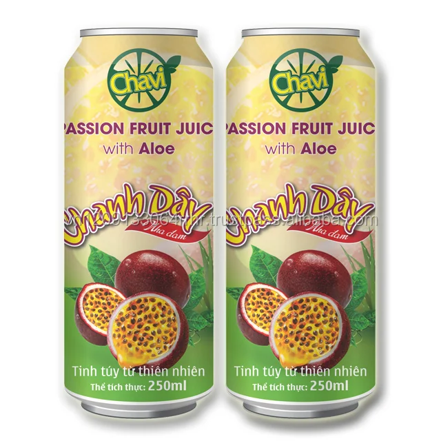 chavi passion fruit juice and aloe vera drink can 250ml