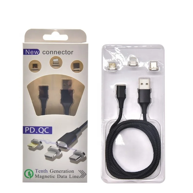 MIUSB Led 3 in1 Magnetic Fast Charging & Data Sync Cable Compatible Micro USB, USB-C Smartphones - ANKUX.COM