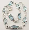 925 solid sterling drop shape faceted stone blue topaz silver bracelet ! women jewelry online ! elegant style