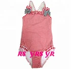 Low MOQ , girls' swimwear wholsalesale four bows ruffle swimwear cute kids girls swimwear
